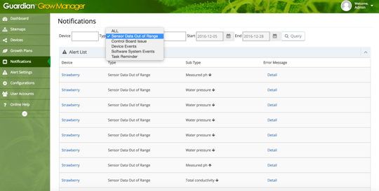 Guardian Grow Manager Notification Settings